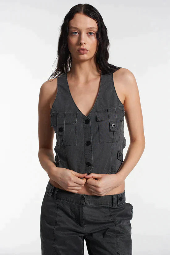 CHAMBER DRILL WAISTCOAT  - VIA THE RAGGED PRIEST | Only €49 | NOW AVAILABLE TO SHOP at IAMINHATELOVE