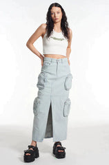 ZIP COMBAT MAXI SKIRT STONEWASH - EXCLUSIVE Skirts from THE RAGGED PRIEST - Just $63.00! SHOP NOW AT IAMINHATELOVE BOTH IN STORE FOR CYPRUS AND ONLINE WORLDWIDE