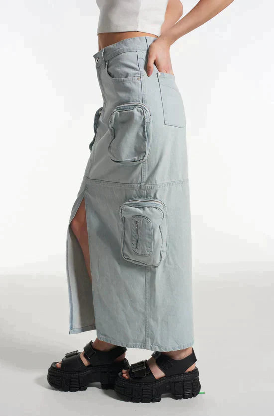 ZIP COMBAT MAXI SKIRT STONEWASH - EXCLUSIVE Skirts from THE RAGGED PRIEST - Just $63.00! SHOP NOW AT IAMINHATELOVE BOTH IN STORE FOR CYPRUS AND ONLINE WORLDWIDE